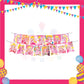 ParteeTime Kids Princess Peach Birthday Theme Decorations Kids Birthday Balloon Banner Hang Swirl Backdrop Tablecloth