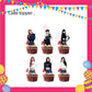 ParteeTime Black Pink Birthday Theme Decorations Kids Birthday Balloon Banner Hang Swirl Backdrop Tablecloth Cake Topper