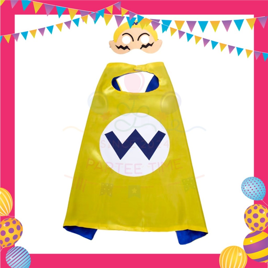 ParteeTime Kids Mask and Cape Children Super Mario Capes Birthday Party Dress Up Cosplay Costume
