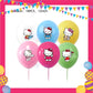 ParteeTime Kids Hello Kitty Birthday Theme Decorations Kids Birthday Balloon Banner Hang Swirl Backdrop Tablecloth
