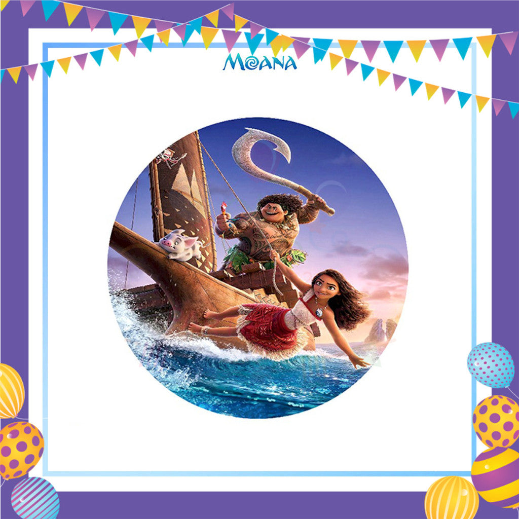 ParteeTime Kids Princess Moana Birthday Theme Decorations Kids Birthday Balloon Banner Hang Swirl Backdrop Tablecloth