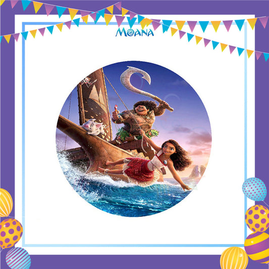 ParteeTime Kids Princess Moana Birthday Theme Decorations Kids Birthday Balloon Banner Hang Swirl Backdrop Tablecloth