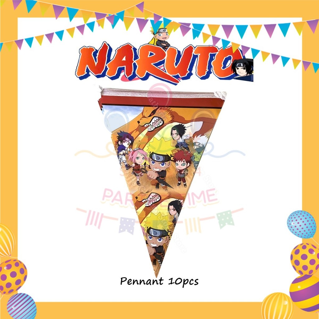ParteeTime Kids Naruto Theme Decorations Birthday Party Supplies Banners Backdrop Set Hiasan Hari Jadi Kanak-Kanak