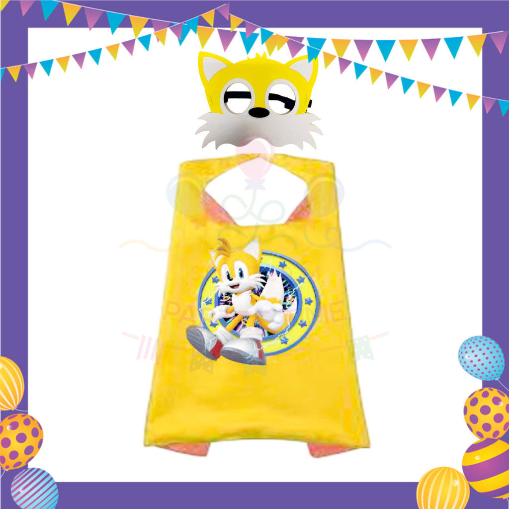 ParteeTime Kids Mask and Cape Children Sonic The Hedgehog Capes Birthday Party Dress Up Cosplay Costume