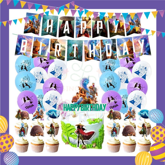 ParteeTime Kids Birthday Party Celebration Decoration Set Raya and Dragon 4 in 1 Sambutan Hiasan Hari Jadi Kanak-Kanak