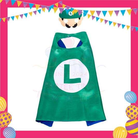 ParteeTime Kids Mask and Cape Children Super Mario Capes Birthday Party Dress Up Cosplay Costume