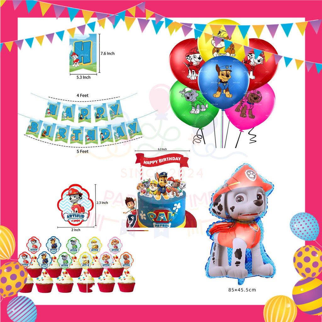 ParteeTime Kids Birthday Party Celebration Decoration Paw Patrol 4 in 1 Hiasan Majlis Sambutan Hari Jadi Kanak-Kanak