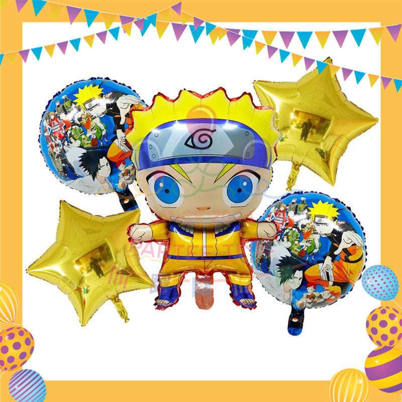 ParteeTime Kids Naruto Theme Decorations Birthday Party Supplies Banners Backdrop Set Hiasan Hari Jadi Kanak-Kanak