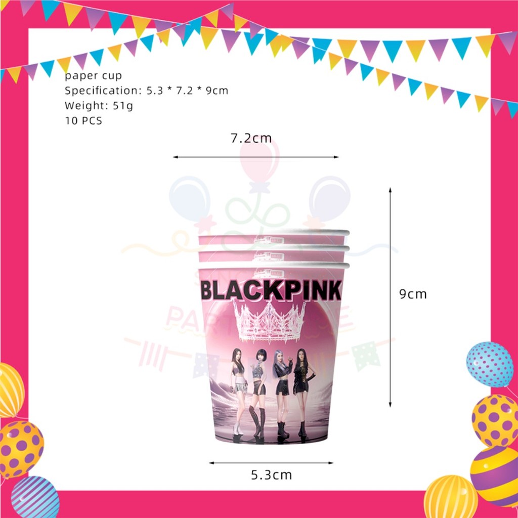 ParteeTime Black Pink Birthday Theme Decorations Kids Birthday Balloon Banner Hang Swirl Backdrop Tablecloth Cake Topper