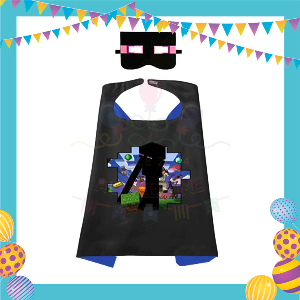 ParteeTime Kids Mask and Cape Children Game Steve Creeper Capes Birthday Party Dress Up Cosplay Costume