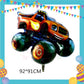 ParteeTime Kids Blaze Birthday Theme Decorations Kids Birthday Balloon Banner Hang Swirl Backdrop Tablecloth Cake Topper