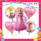 ParteeTime Kids Princess Peach Birthday Theme Decorations Kids Birthday Balloon Banner Hang Swirl Backdrop Tablecloth
