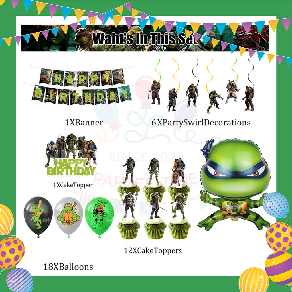 ParteeTime Kids Birthday Party Celebration Decoration Ninja Turtle 4 in 1 Hiasan Majlis Sambutan Hari Jadi Kanak-Kanak