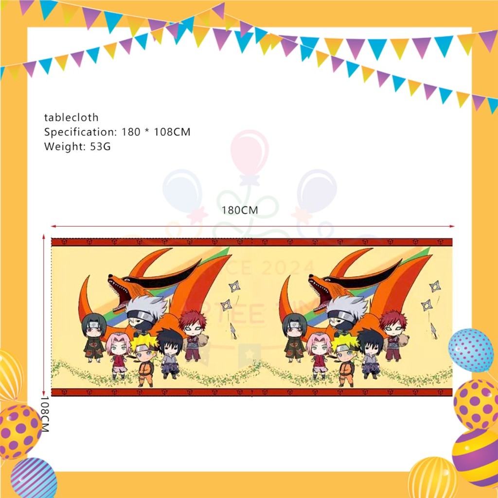 ParteeTime Kids Naruto Theme Decorations Birthday Party Supplies Banners Backdrop Set Hiasan Hari Jadi Kanak-Kanak