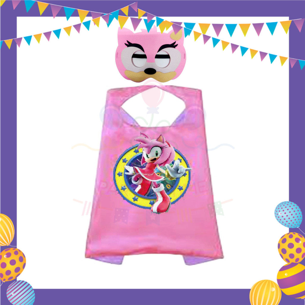 ParteeTime Kids Mask and Cape Children Sonic The Hedgehog Capes Birthday Party Dress Up Cosplay Costume