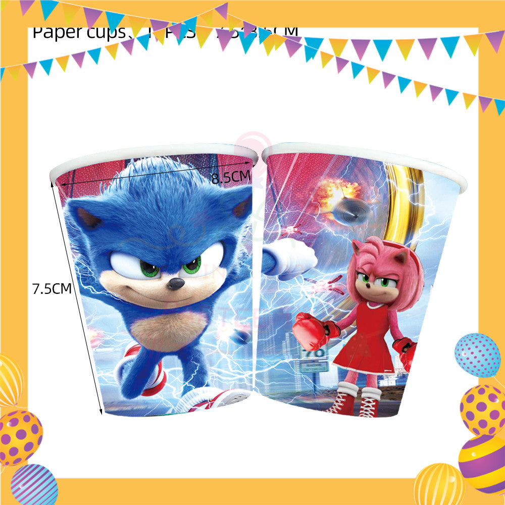 ParteeTime Kids Sonic Theme Decorations Kids Birthday Party Balloon Banners Hang Swirls Backdrop Tablecloth Cake Topper