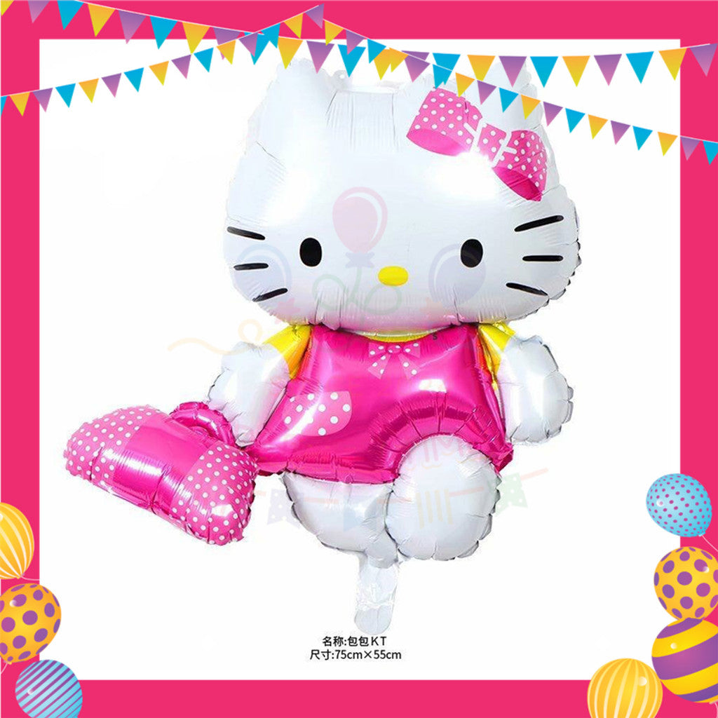 ParteeTime Kids Hello Kitty Birthday Theme Decorations Kids Birthday Balloon Banner Hang Swirl Backdrop Tablecloth