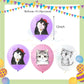 ParteeTime Cat Party Birthday Theme Decorations Kids Birthday Balloon Banner Hang Swirl Backdrop Tablecloth Cake Topper