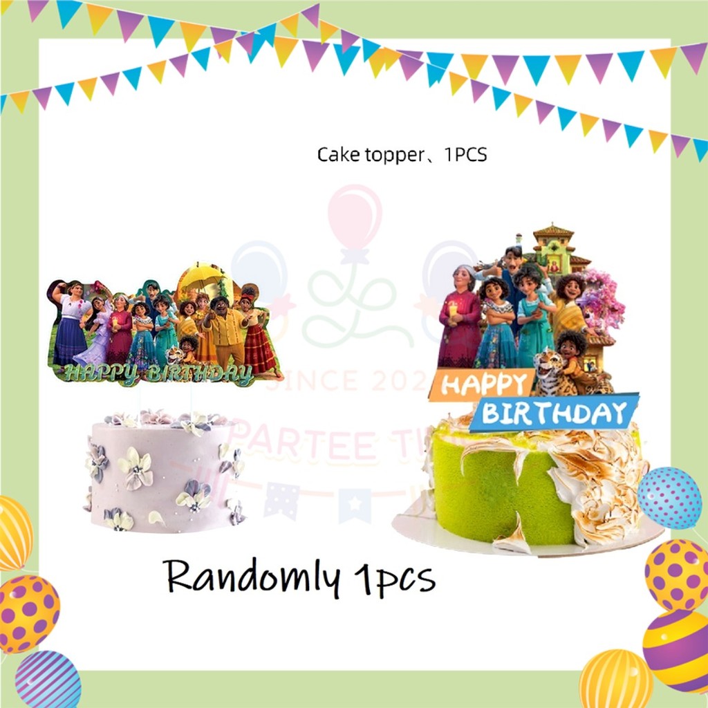 ParteeTime Encanto Birthday Theme Decorations Kids Birthday Balloon Banner Hang Swirl Backdrop Tablecloth Cake Topper