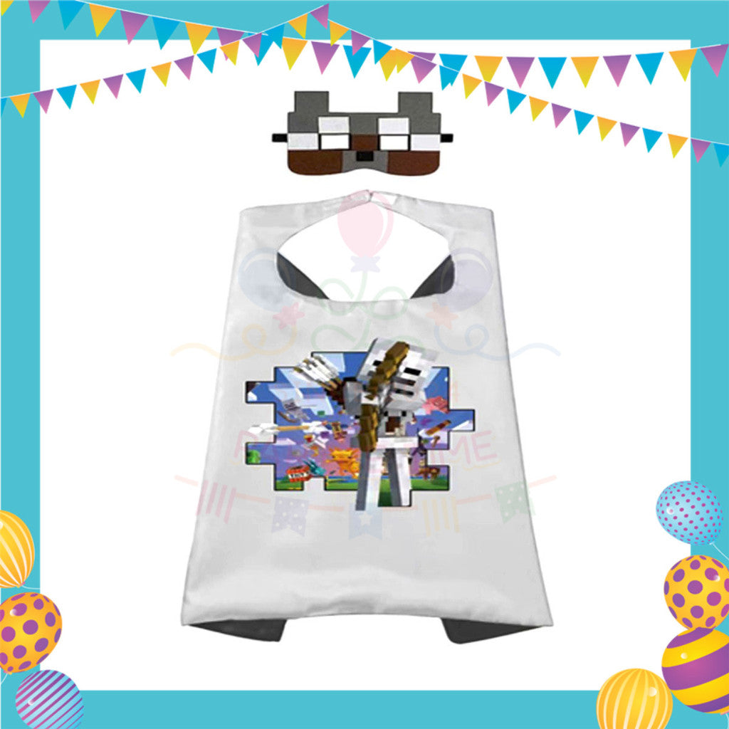 ParteeTime Kids Mask and Cape Children Game Steve Creeper Capes Birthday Party Dress Up Cosplay Costume