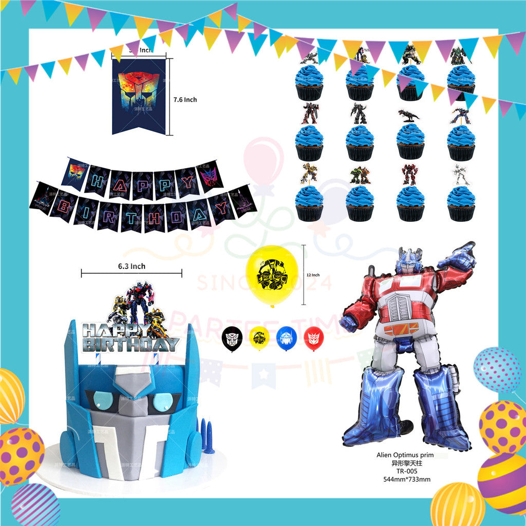 ParteeTime Kid Birthday Party Celebration Decoration Set Transformer 4 in 1 Hiasan Majlis Sambutan Hari Jadi Kanak-Kanak