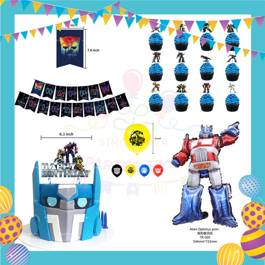 ParteeTime Kid Birthday Party Celebration Decoration Set Transformer 4 in 1 Hiasan Majlis Sambutan Hari Jadi Kanak-Kanak