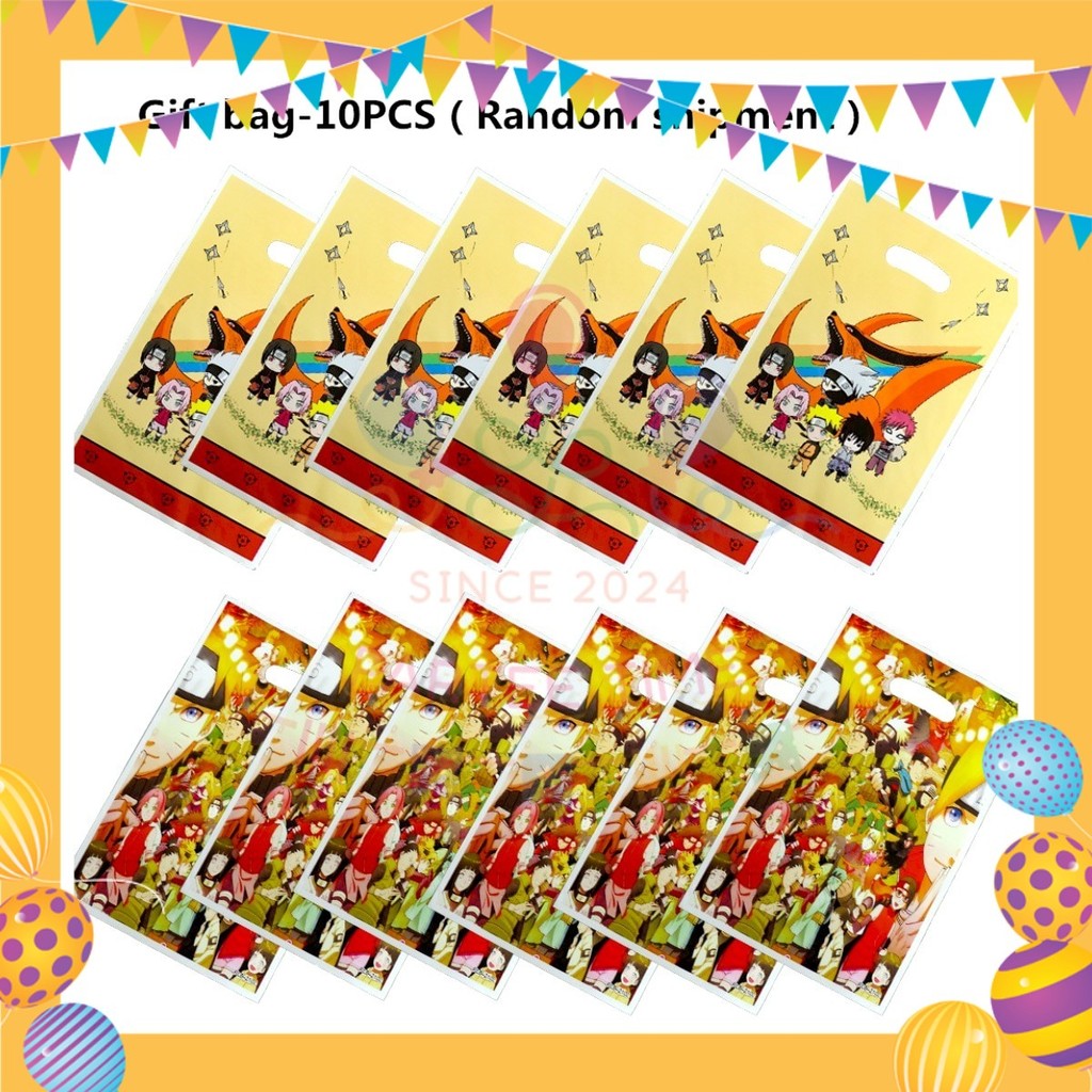ParteeTime Kids Naruto Theme Decorations Birthday Party Supplies Banners Backdrop Set Hiasan Hari Jadi Kanak-Kanak