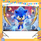 ParteeTime Kids Sonic Theme Decorations Kids Birthday Party Balloon Banners Hang Swirls Backdrop Tablecloth Cake Topper