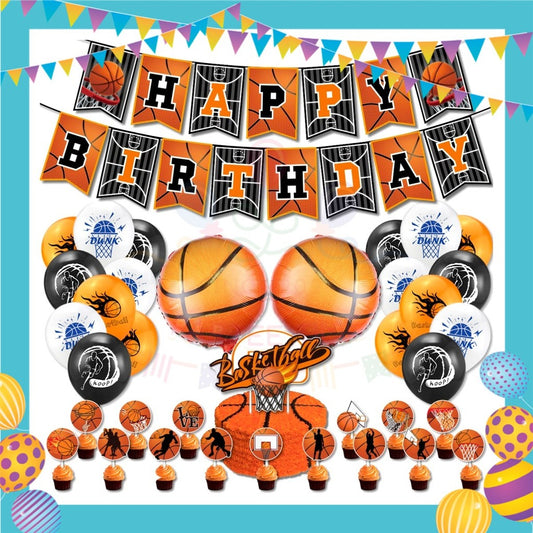 ParteeTime Kids Birthday Party Celebration Decoration Set Basketball 4 in 1 Majlis Sambutan Hiasan Hari Jadi Kanak-Kanak