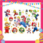 ParteeTime Kids Princess Peach Birthday Theme Decorations Kids Birthday Balloon Banner Hang Swirl Backdrop Tablecloth