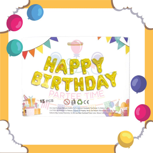 ParteeTime Happy Birthday Foil Balloon Set Various Colors 13 Alphabets 16 Inches Belon 16 Inches 13 Huruf Foil