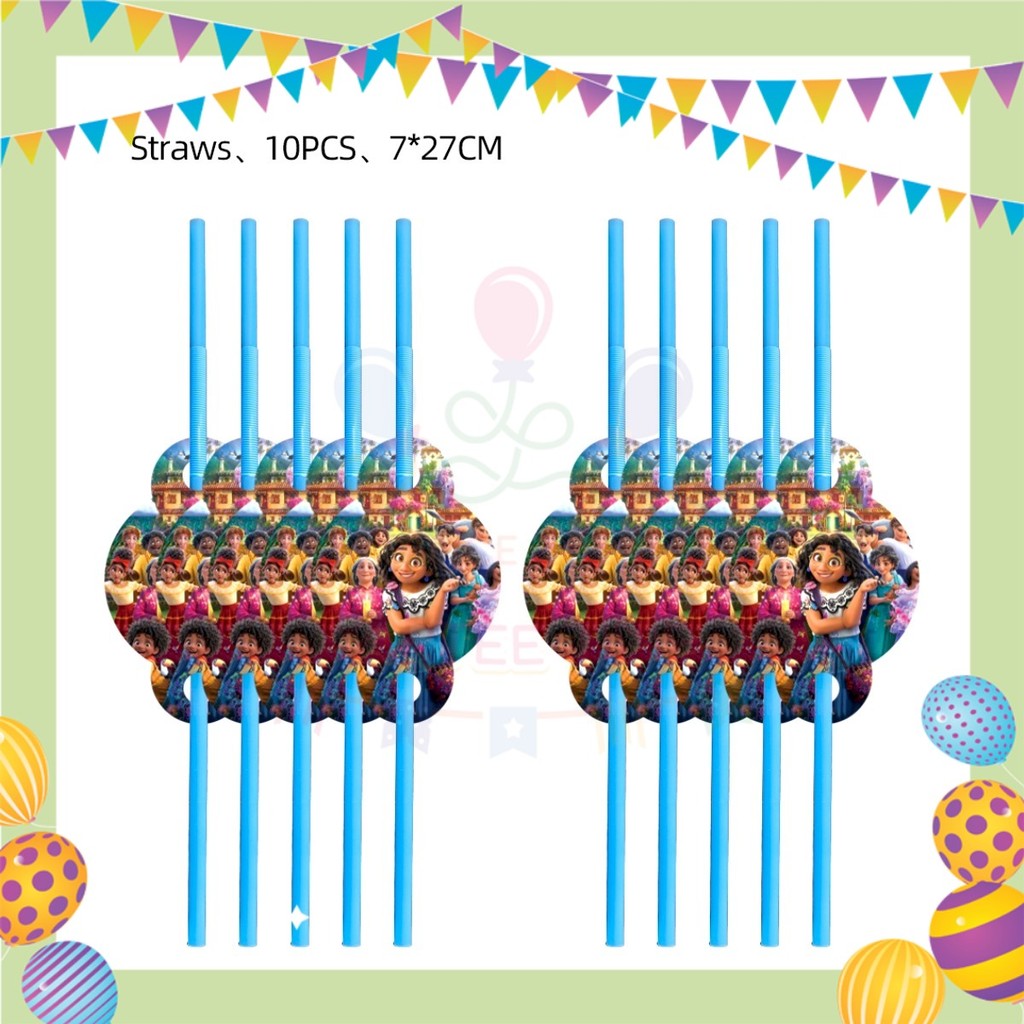 ParteeTime Encanto Birthday Theme Decorations Kids Birthday Balloon Banner Hang Swirl Backdrop Tablecloth Cake Topper