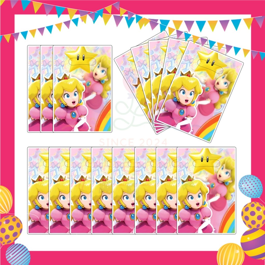 ParteeTime Kids Princess Peach Birthday Theme Decorations Kids Birthday Balloon Banner Hang Swirl Backdrop Tablecloth