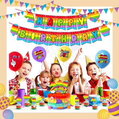 ParteeTime Kids Birthday Party Celebration Decoration Set Pop it 4 in 1 Majlis Sambutan Hiasan Hari Jadi Kanak-Kanak