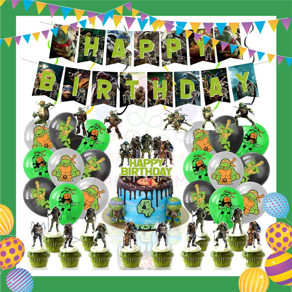 ParteeTime Kids Birthday Party Celebration Decoration Ninja Turtle 4 in 1 Hiasan Majlis Sambutan Hari Jadi Kanak-Kanak