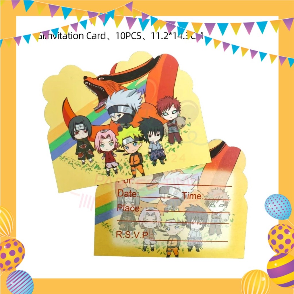 ParteeTime Kids Naruto Theme Decorations Birthday Party Supplies Banners Backdrop Set Hiasan Hari Jadi Kanak-Kanak