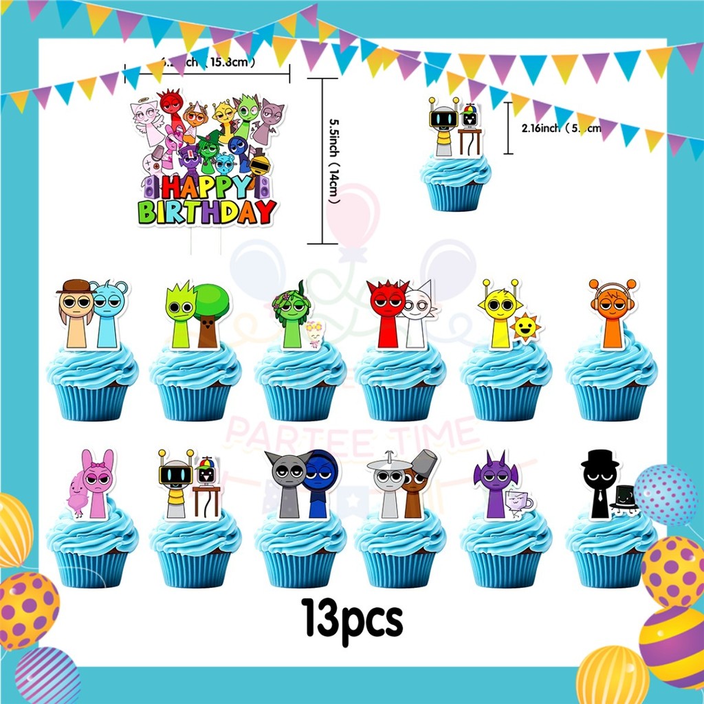 ParteeTime Kids Birthday Party Celebration Decoration Set Sprunki 4 in 1 Majlis Sambutan Hiasan Hari Jadi Kanak-Kanak