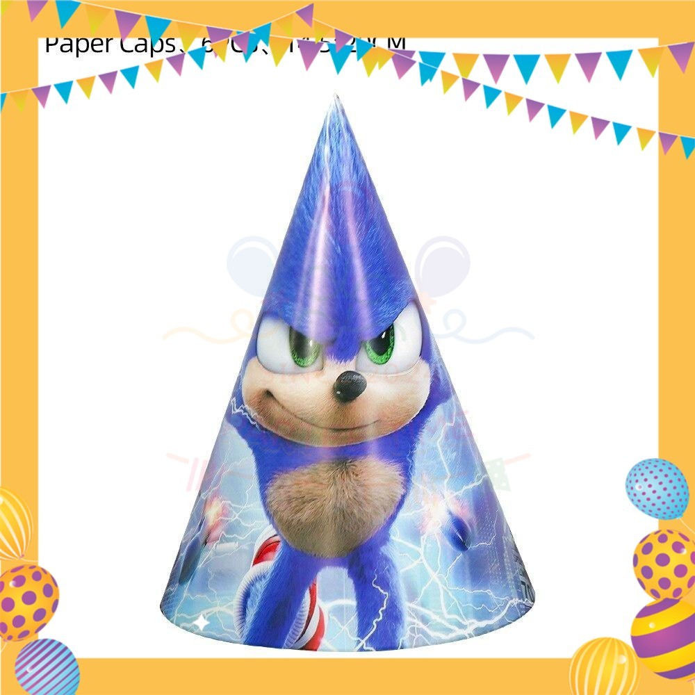 ParteeTime Kids Sonic Theme Decorations Kids Birthday Party Balloon Banners Hang Swirls Backdrop Tablecloth Cake Topper