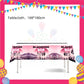 ParteeTime Black Pink Birthday Theme Decorations Kids Birthday Balloon Banner Hang Swirl Backdrop Tablecloth Cake Topper