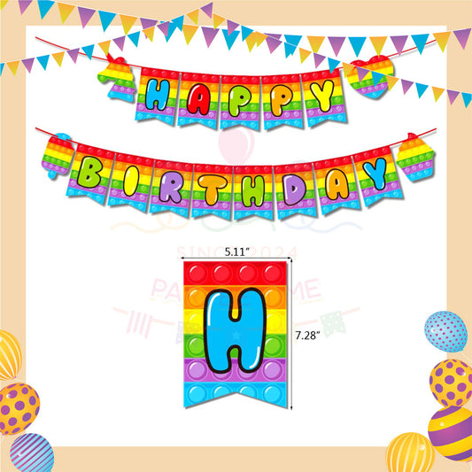 ParteeTime Kids Birthday Party Celebration Decoration Set Pop it 4 in 1 Majlis Sambutan Hiasan Hari Jadi Kanak-Kanak