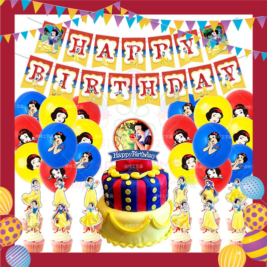 ParteeTime Kids Birthday Party Celebration Decoration Set Snow White 4 in 1 Hiasan Majlis Sambutan Hari Jadi Kanak-Kanak