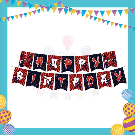 ParteeTime Kids Ninja Birthday Theme Decorations Kids Birthday Balloon Banner Hang Swirl Backdrop Tablecloth