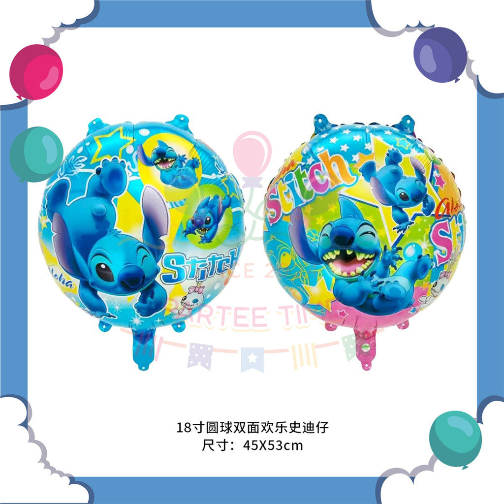 ParteeTime Kids Stitch Theme Decorations Kids Birthday Party Balloon Banners Hang Swirls Backdrop Tablecloth Cake Topper