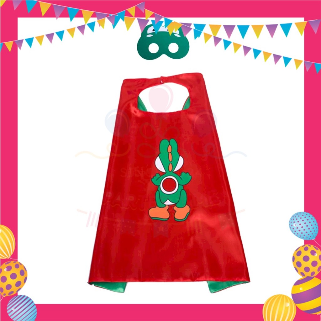 ParteeTime Kids Mask and Cape Children Super Mario Capes Birthday Party Dress Up Cosplay Costume