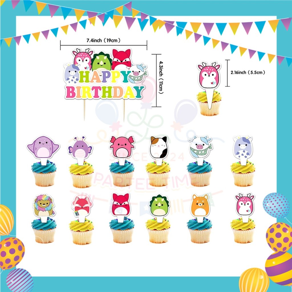 ParteeTime Kids Birthday Party Celebration Decoration Set Squishmallows 4 in 1 Hiasan Sambutan Hari Jadi Kanak-Kanak
