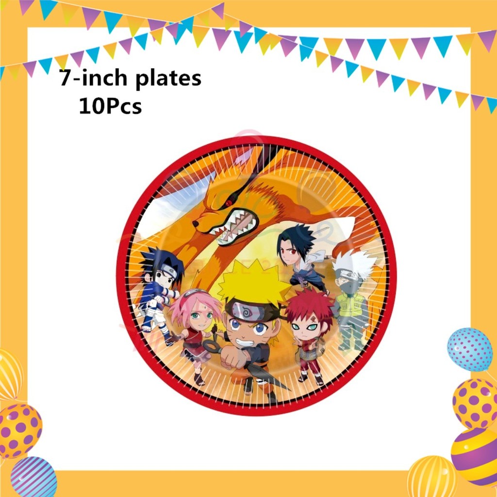 ParteeTime Kids Naruto Theme Decorations Birthday Party Supplies Banners Backdrop Set Hiasan Hari Jadi Kanak-Kanak