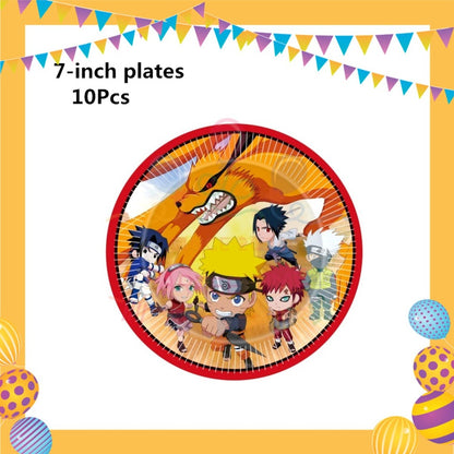 ParteeTime Kids Naruto Theme Decorations Birthday Party Supplies Banners Backdrop Set Hiasan Hari Jadi Kanak-Kanak