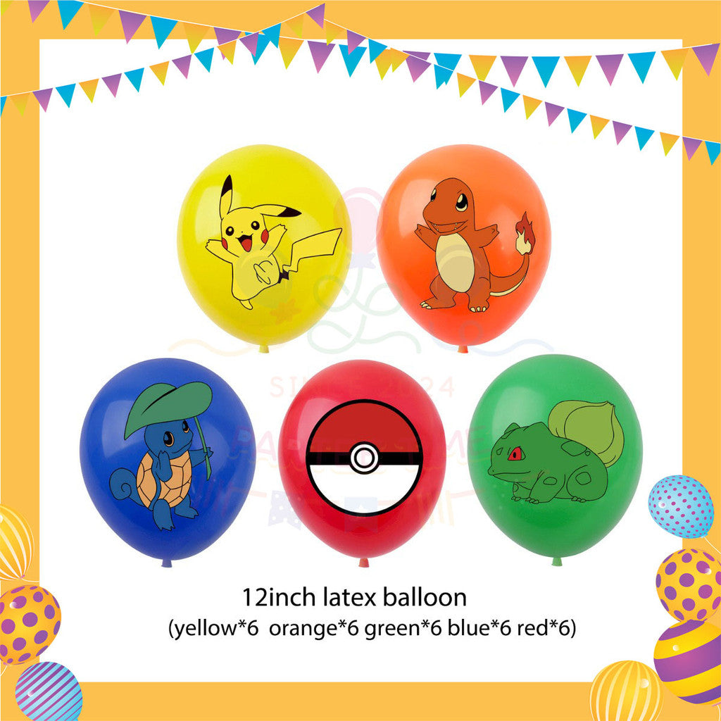 ParteeTime Kids Birthday Party Celebration Decoration Set Pikachu 4 in 1 Hiasan Majlis Sambutan Hari Jadi Kanak-Kanak