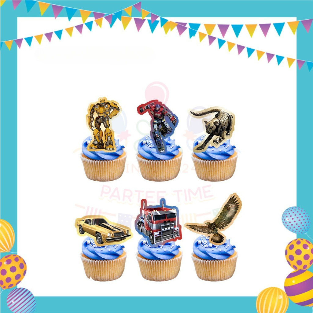 ParteeTime Kids Transformer Birthday Theme Decorations Kids Birthday Balloon Banner Hang Swirl Backdrop Tablecloth