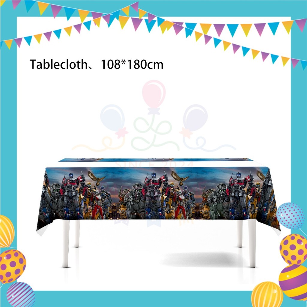 ParteeTime Kids Transformer Birthday Theme Decorations Kids Birthday Balloon Banner Hang Swirl Backdrop Tablecloth
